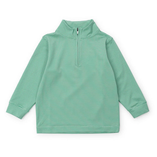 LILA AND HAYES SAM QUARTER ZIP PULLOVER BY LH SPORT - Green and White Stripe