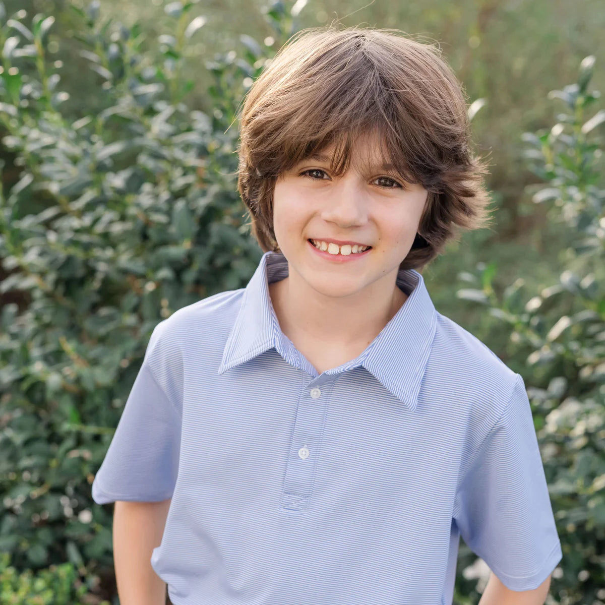 LILA & HAYES WILL BOYS' PERFORMANCE POLO BY LH SPORT BLUE STRIPES