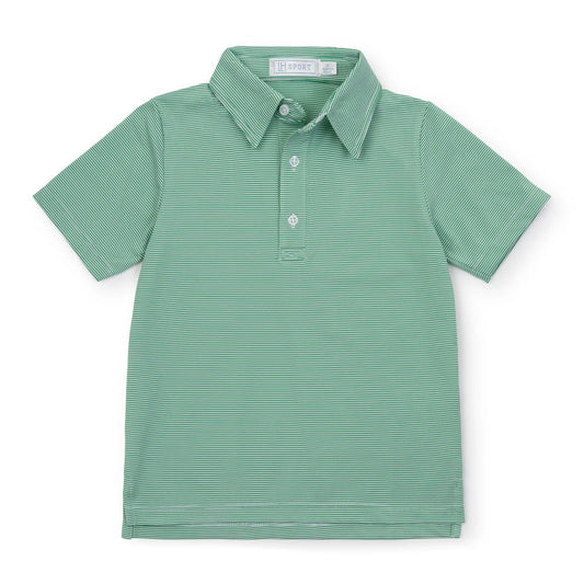 LILA & HAYES WILL BOYS' PERFORMANCE POLO BY LH SPORT GREEN STRIPES