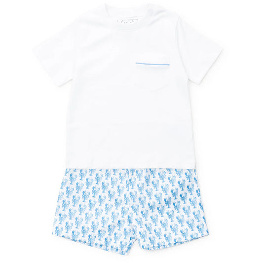 LILA AND HAYES HUDSON BOYS' SHORT SET - MAINE LOBSTERS