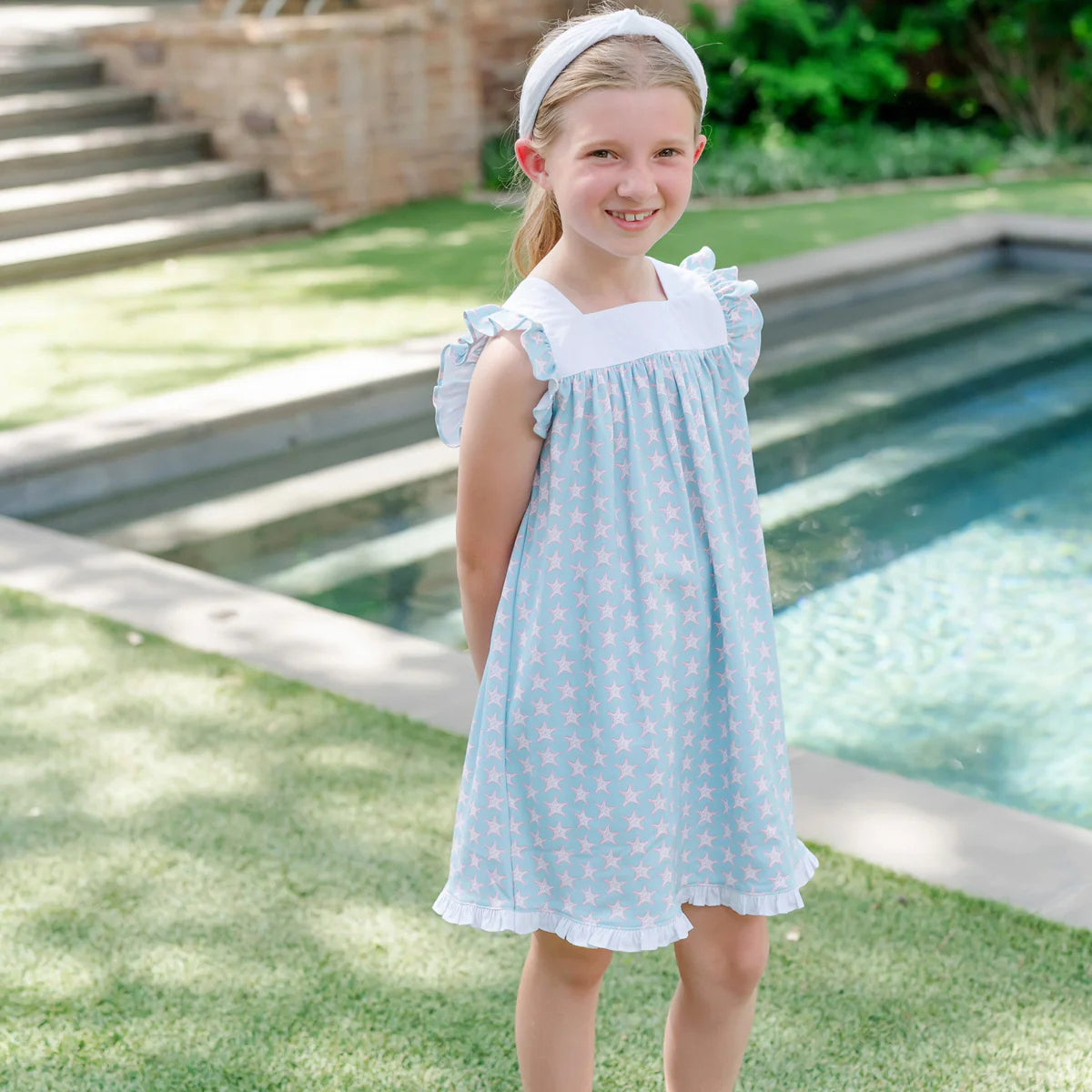 LILA AND HAYES Caroline Girls' Dress - Seaside Starfish