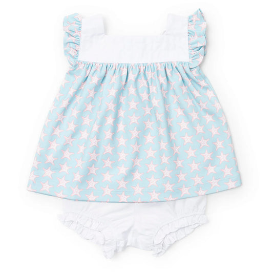 LILA AND HAYES ANNIE GIRLS' BLOOMER SET - SEASIDE STARFISH