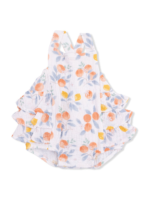 Angel Dear Citrus Floral Ruffle Sunsuit