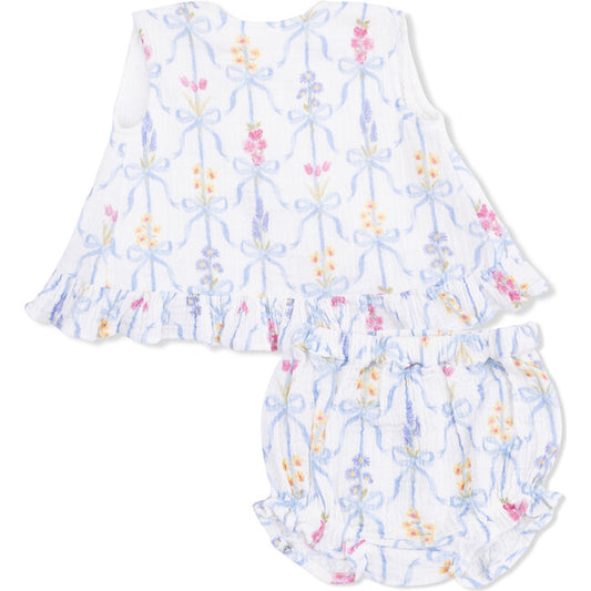 Angel Dear Ribbon Bouquet Ruffle Back Top and Bloomer Set