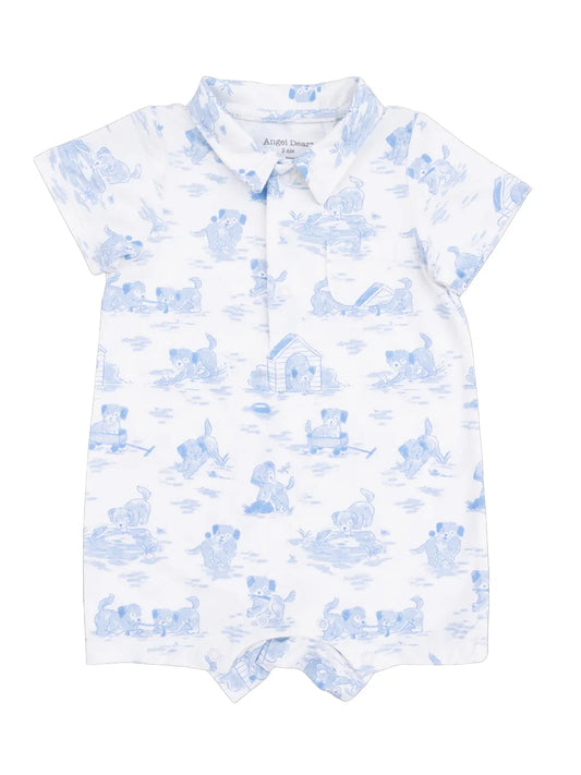 Angel Dear Puppy Toile Blue Polo Shortie