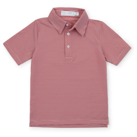 LILA & HAYES WILL BOYS' PERFORMANCE POLO BY LH SPORT RED STRIPES