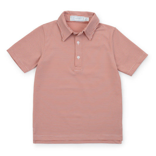 LILA & HAYES WILL BOYS' PERFORMANCE POLO BY LH SPORT ORANGE STRIPES
