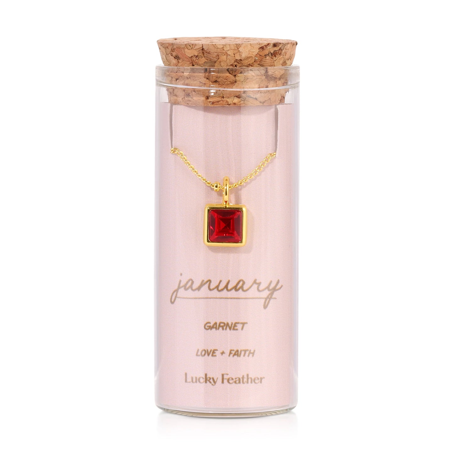 Lucky Feather Birthstone Bottle Necklace