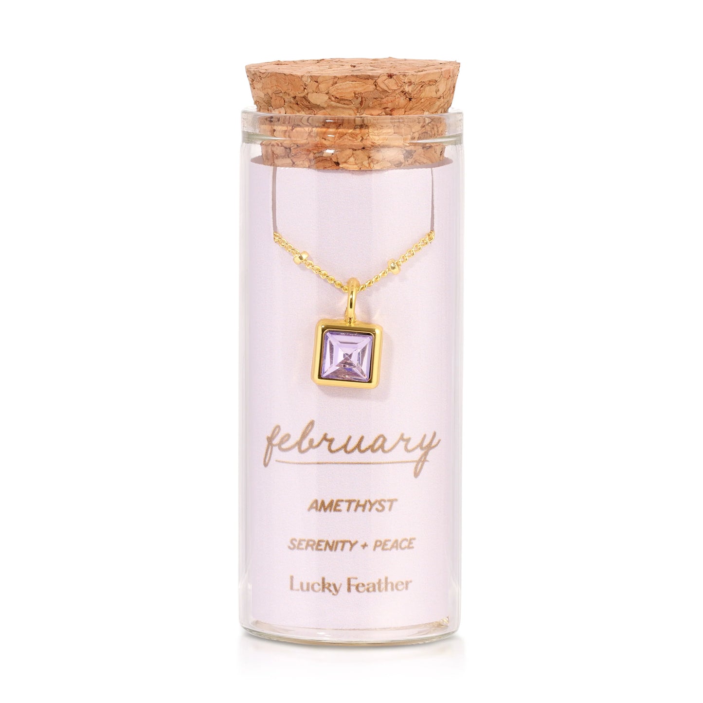 Lucky Feather Birthstone Bottle Necklace