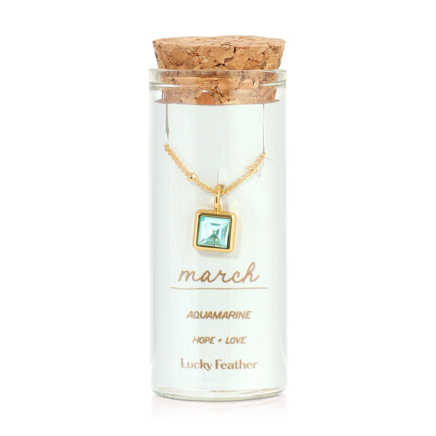 Lucky Feather Birthstone Bottle Necklace