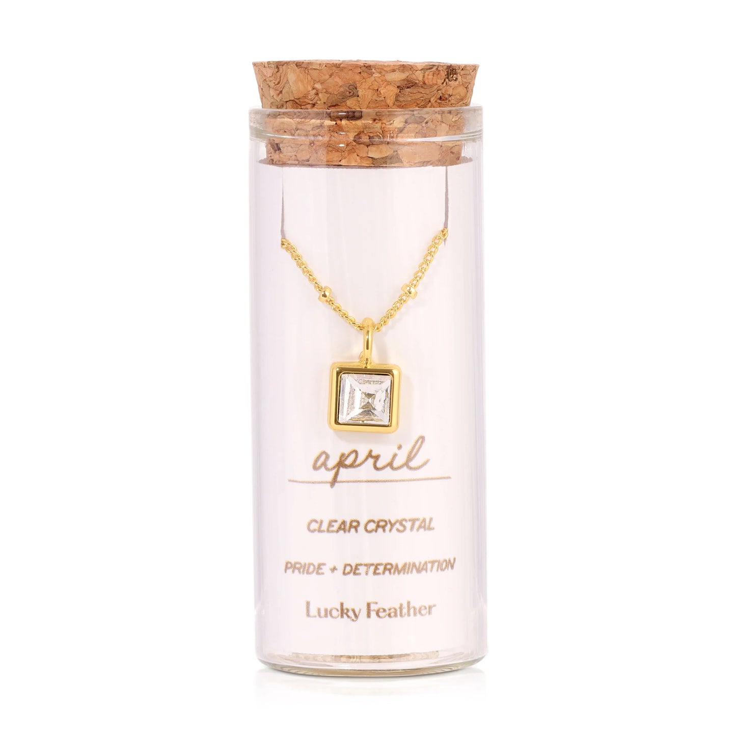 Lucky Feather Birthstone Bottle Necklace