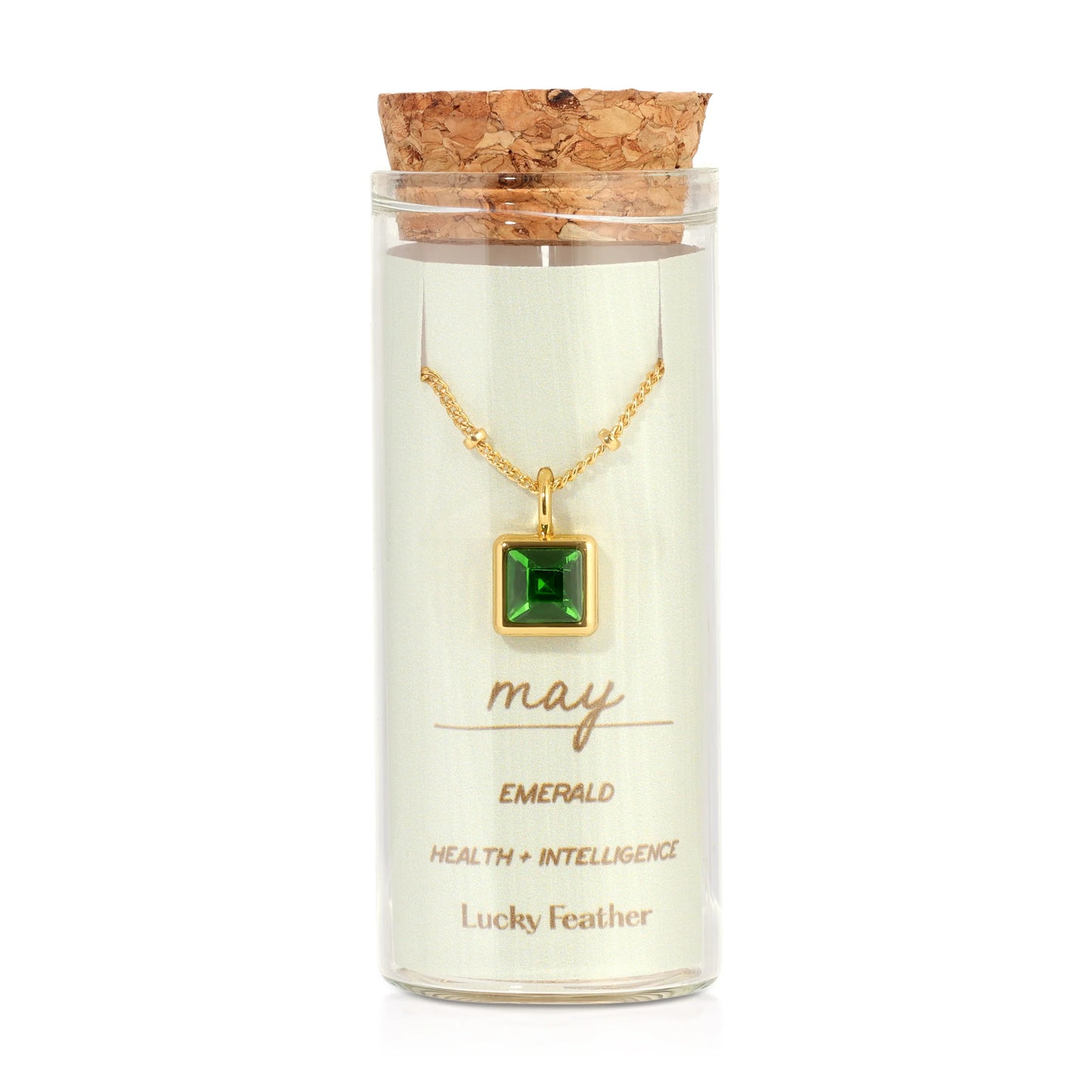 Lucky Feather Birthstone Bottle Necklace