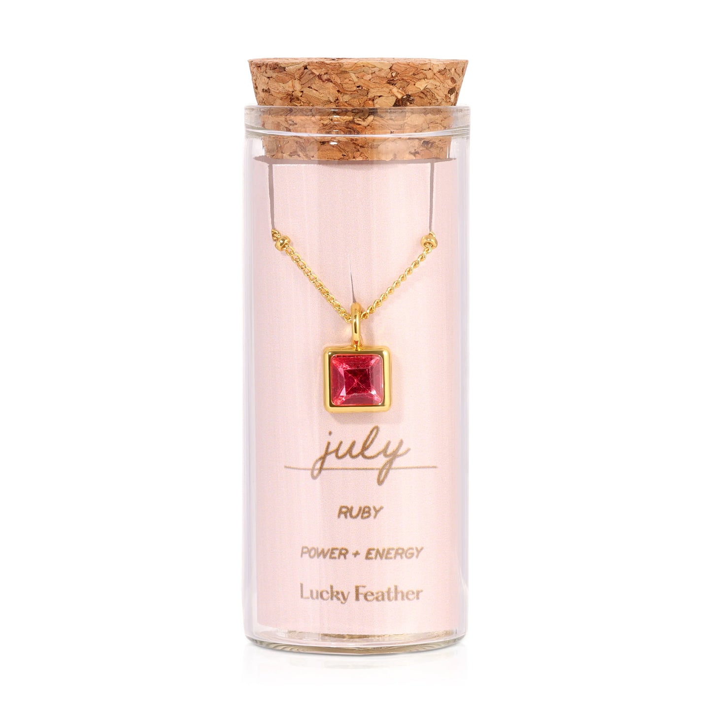 Lucky Feather Birthstone Bottle Necklace