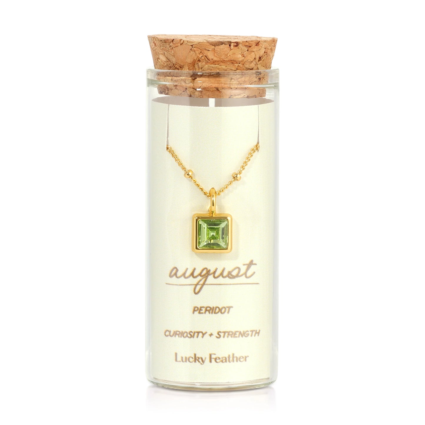 Lucky Feather Birthstone Bottle Necklace
