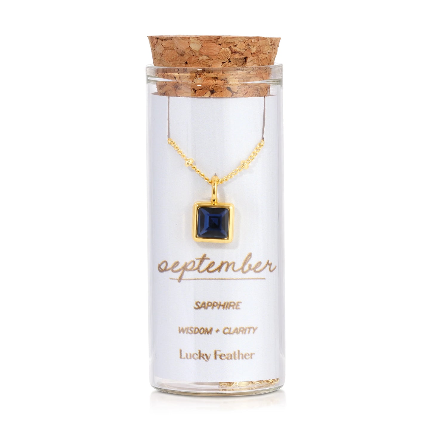 Lucky Feather Birthstone Bottle Necklace