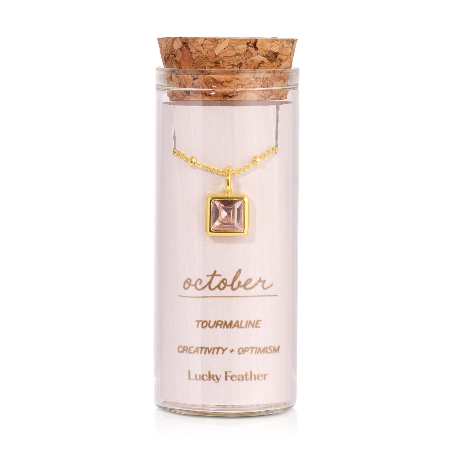 Lucky Feather Birthstone Bottle Necklace