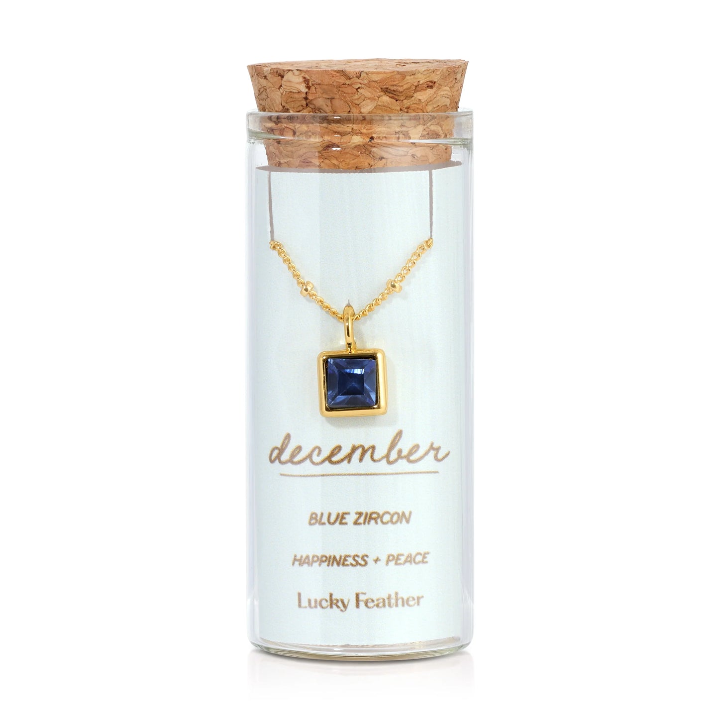 Lucky Feather Birthstone Bottle Necklace