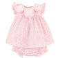 Sophie & Lucas Girls Floral Blooms Petal Collar Dress - Bow in Back - Pink
