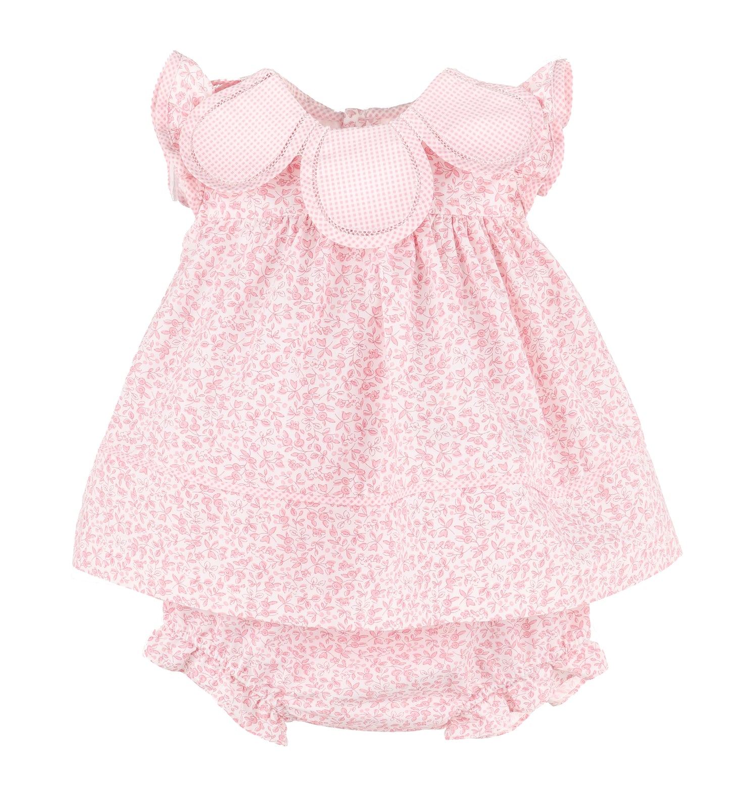 Sophie & Lucas Girls Floral Blooms Petal Collar Dress - Bow in Back - Pink