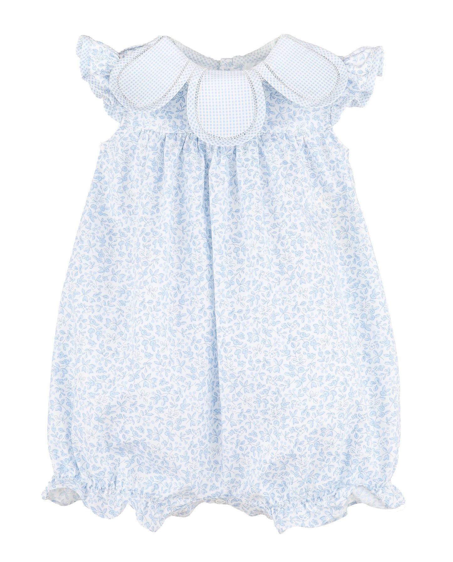 Sophie & Lucas Girls Blooms Petal Romper - Bow on Back - Blue