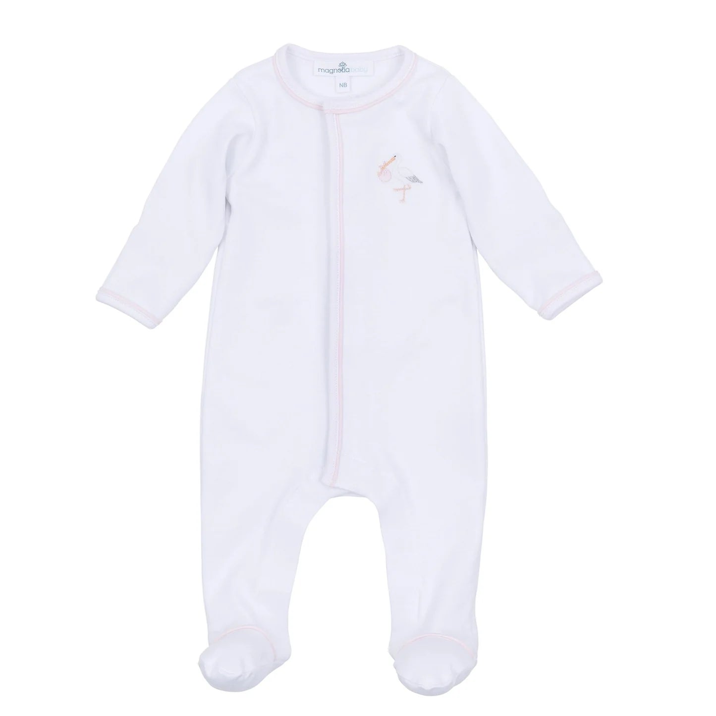 Magnolia Baby Vintage Stork Footie - Pink