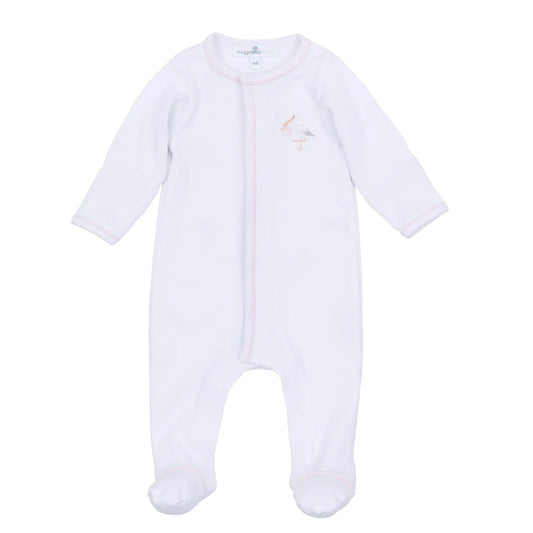 Magnolia Baby Vintage Stork Footie - Pink