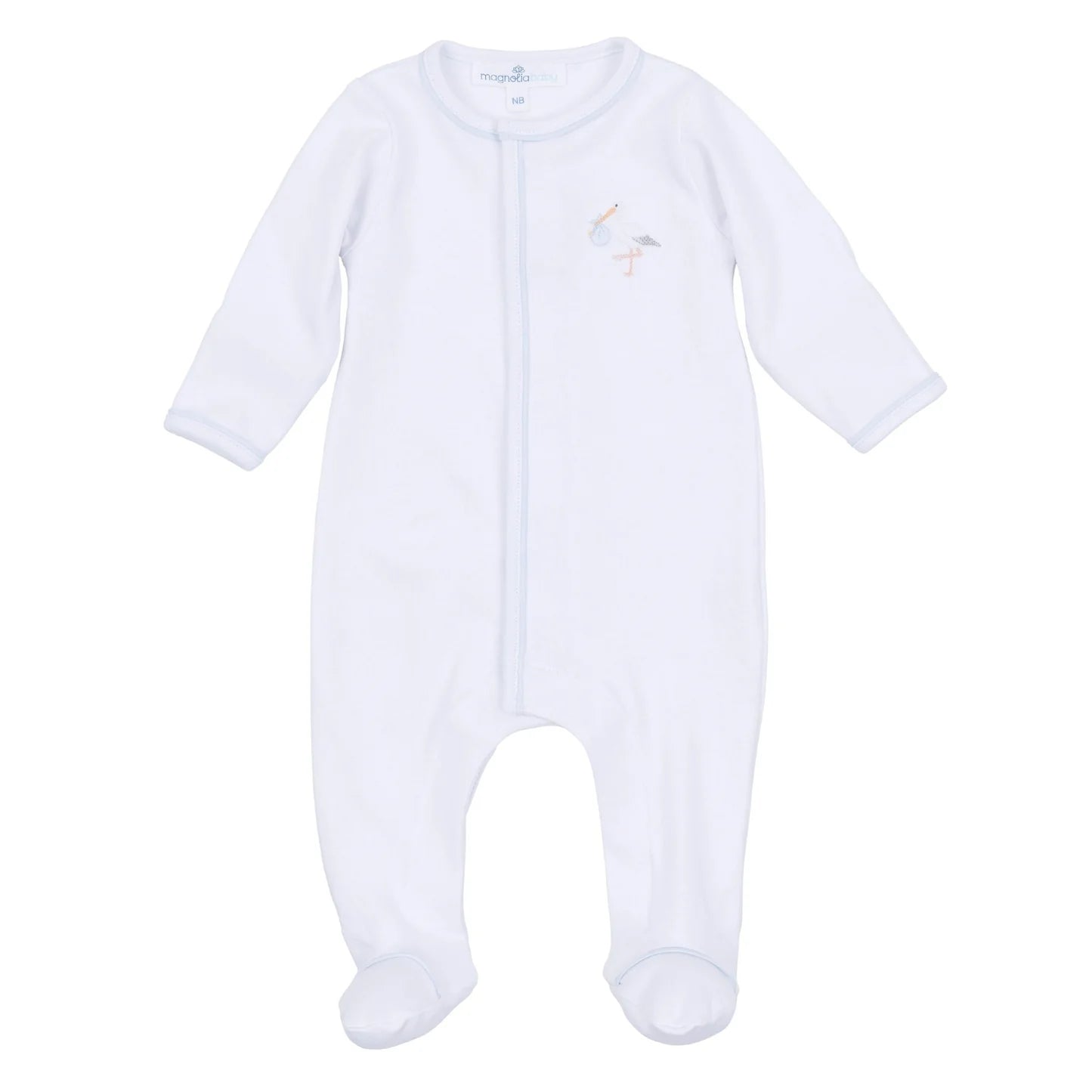 Magnolia Baby Vintage Stork Footie - Light Blue