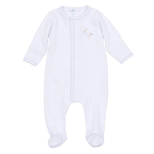 Magnolia Baby Vintage Stork Footie - Light Blue