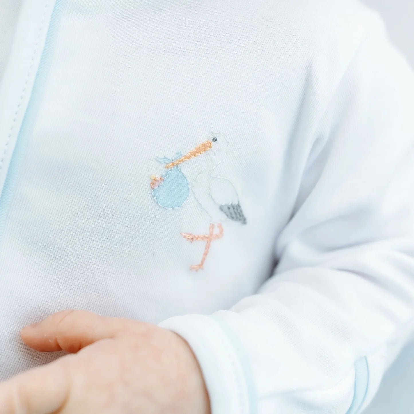 Magnolia Baby Vintage Stork Footie - Light Blue