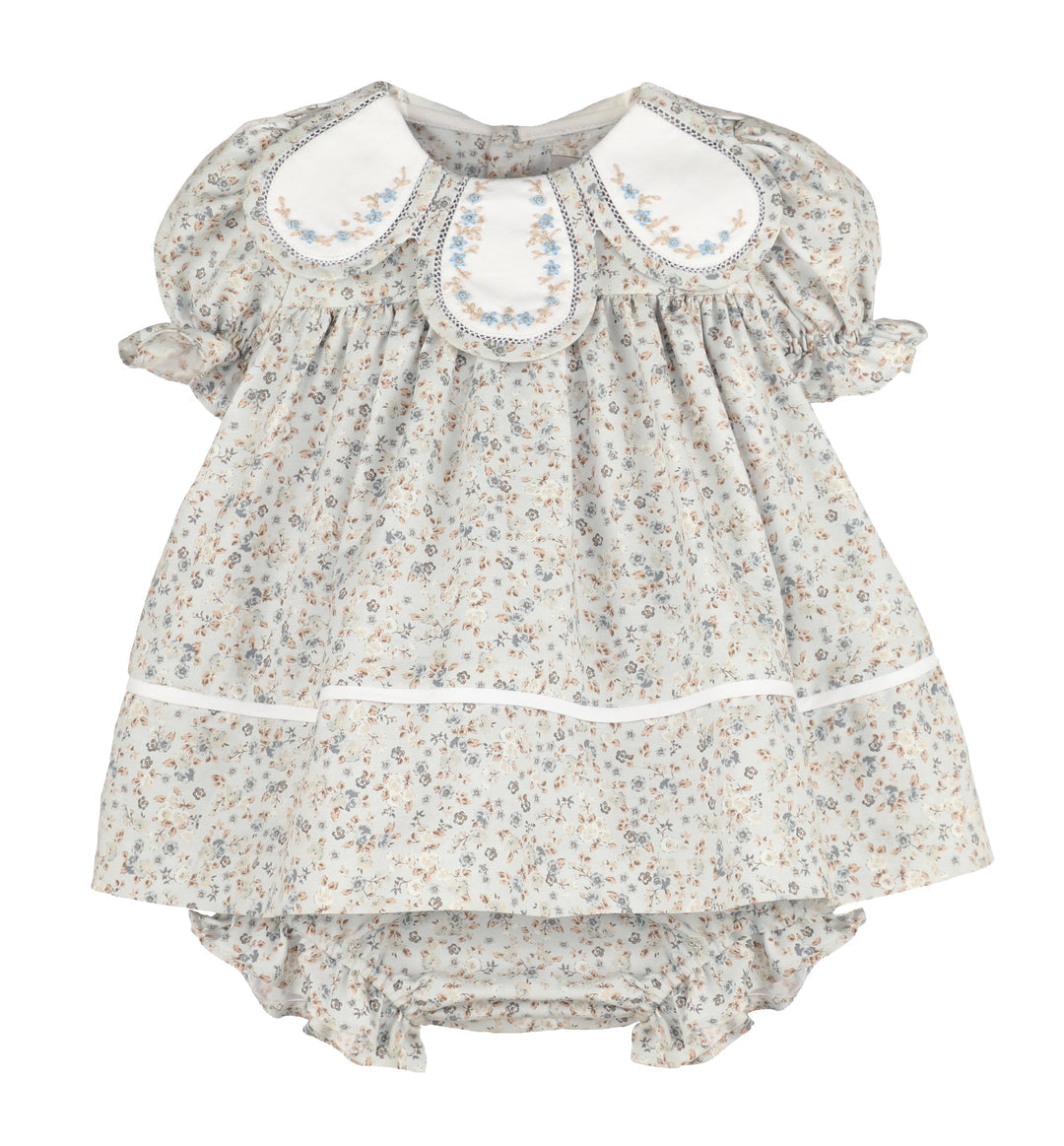 Sophie & Lucas Blue Floral Petal Collar Dress