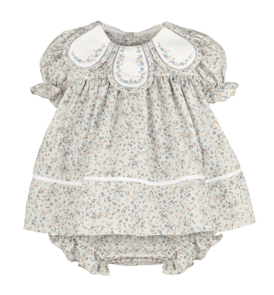 Sophie & Lucas Blue Floral Petal Collar Dress