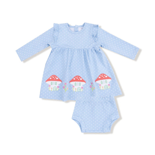 Angel Dear - Bebe Blue Dot Dress with Diaper Cover