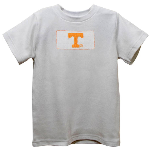 Vive La Fete Tennessee Vols Smocked White Knit Short Sleeve Boys T-Shirt