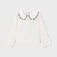 Mayoral Girls Jacquard Knit Pants and Polo Shirt with a Peter Pan Collar Set
