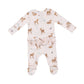 2 WAY RUFFLE ZIPPER FOOTIE - SOFT DEER