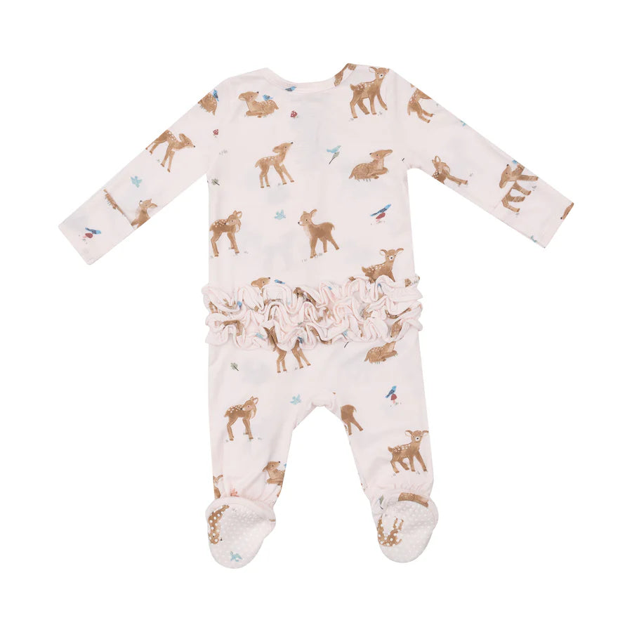 2 WAY RUFFLE ZIPPER FOOTIE - SOFT DEER