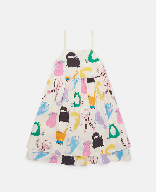 Cats Print Sleeveless Dress