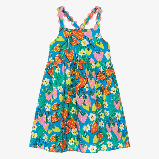 Blue Strawberry Print Dress