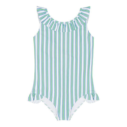 Minnow Girls Tamarin Stripe Ruffle Collar One Piece