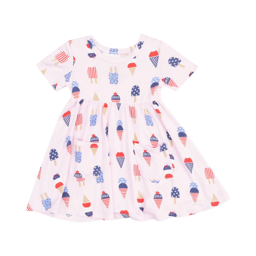 SHORT SLEEVE TWIRLY DRESS - AMERICAN ICE CREAM - PINK