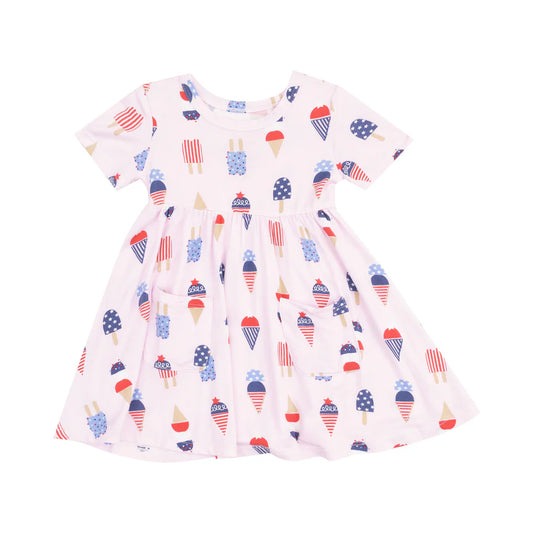 SHORT SLEEVE TWIRLY DRESS - AMERICAN ICE CREAM - PINK
