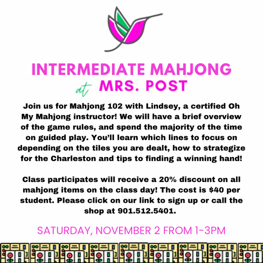 Intermediate Mahjong Lessons at Mrs. Post - November 2 Class