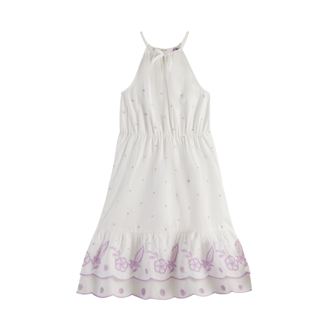 Broderie Anglaise Midi Dress in Off-White