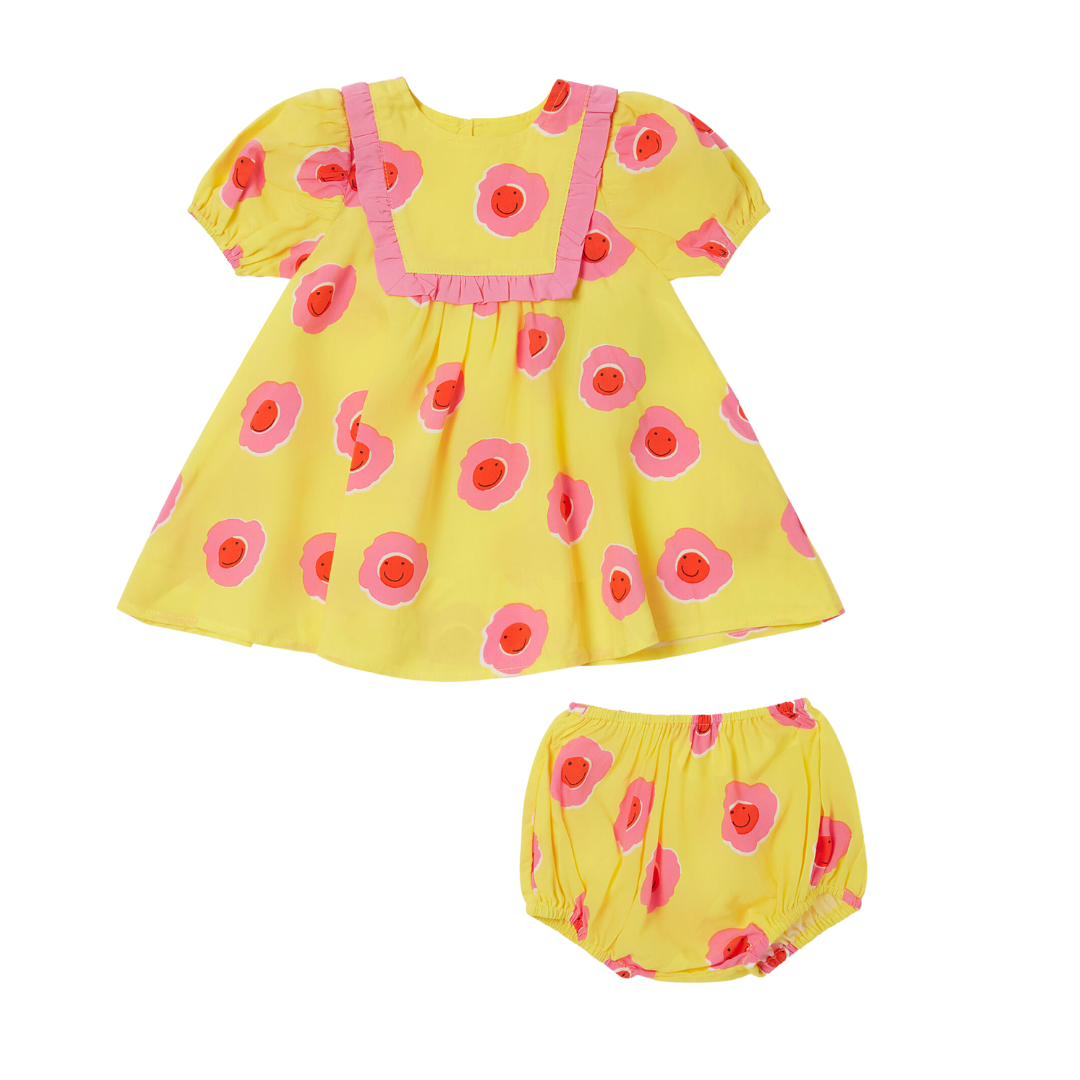 Graphic Flower Print Dress and Bloomers Set