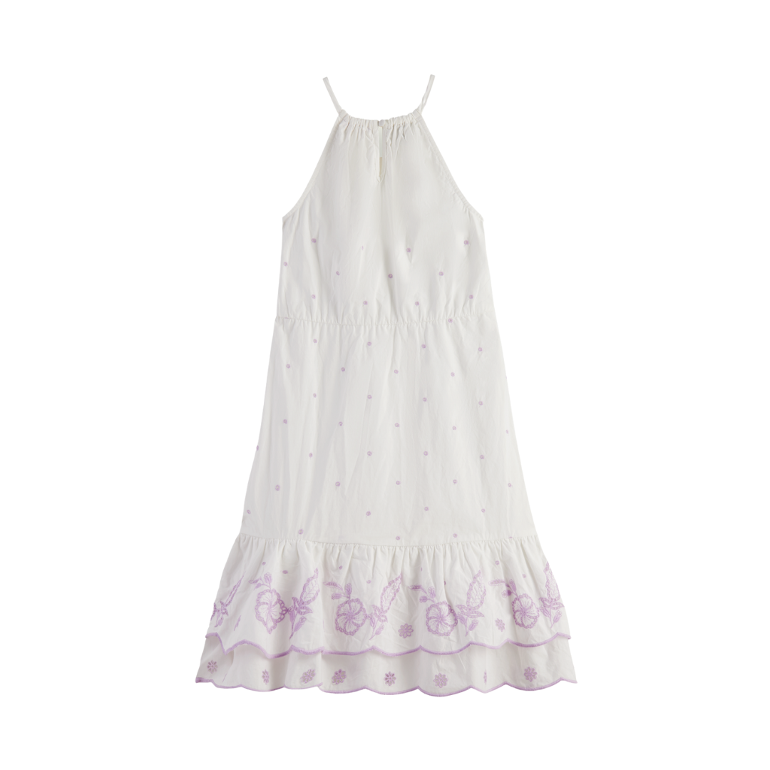 Broderie Anglaise Midi Dress in Off-White