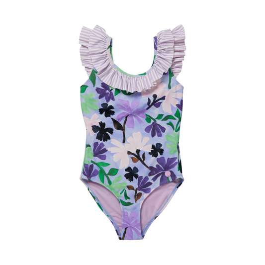 Printed Ruffle Swimsuit in Painters Flower