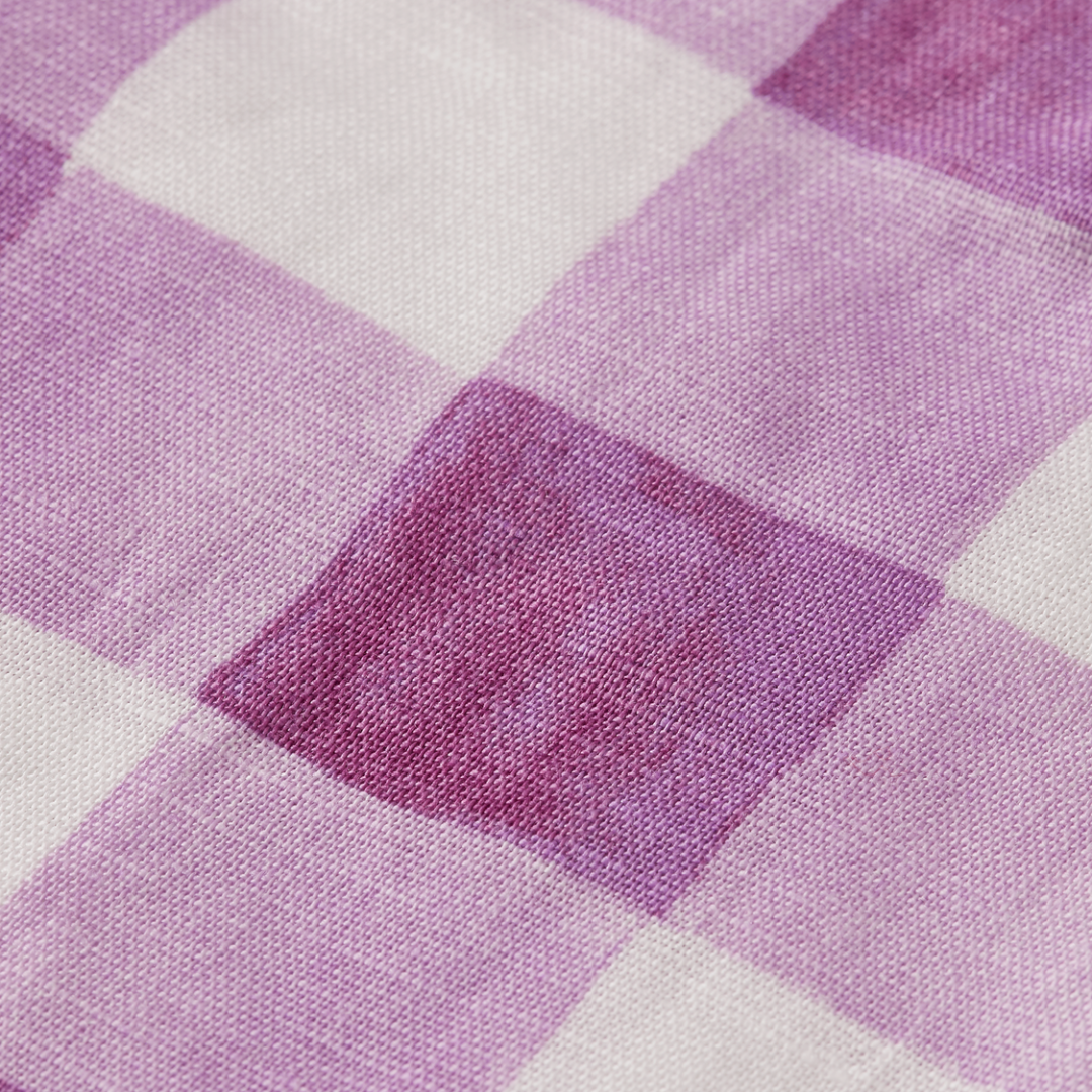 Checkered Linen Blend Shirt in Mulberry Bistro