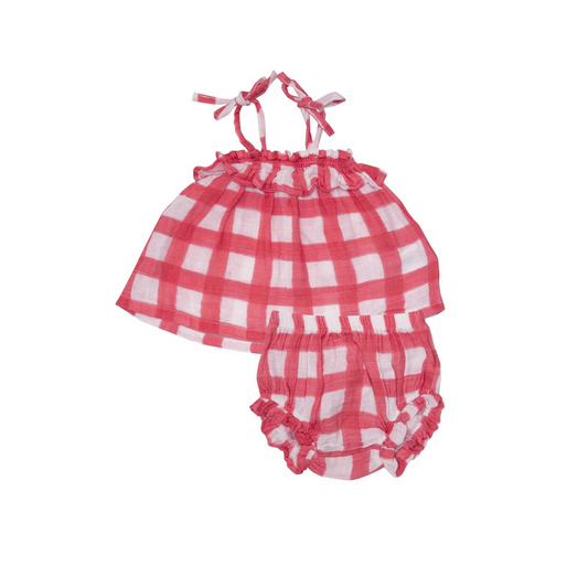 Painted Gingham Red Ruffle Top & Bloomer