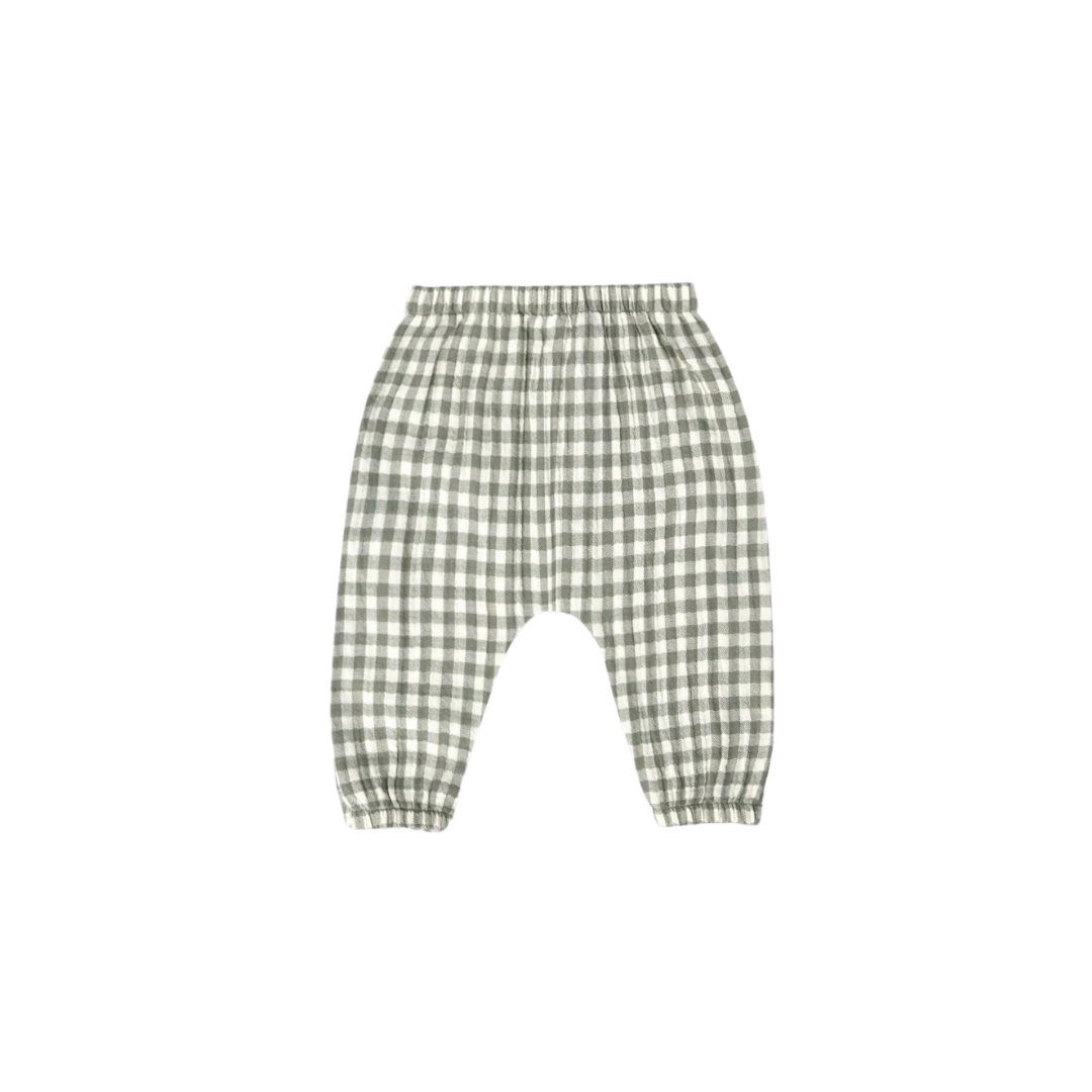 Henry Top in Sky + Woven Pant in Sea Green Gingham