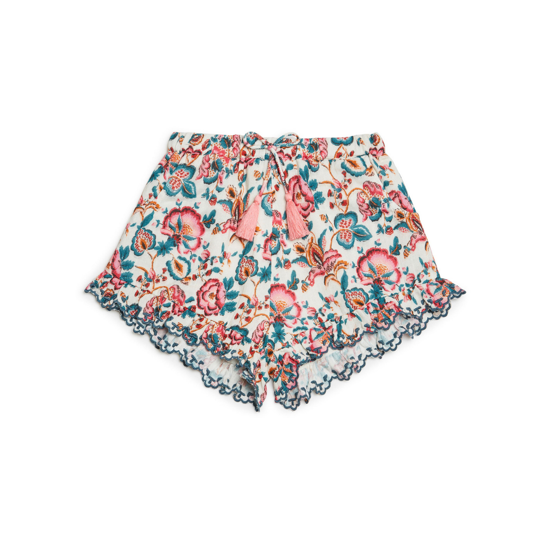 Vallaloid Shorts in Cream Indian Flowers
